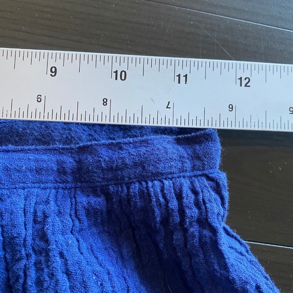 Liz Claiborne Skirt Size 4 Blue Cotton Gauze Tiered Button Front Midi Prairie - Picture 4 of 8